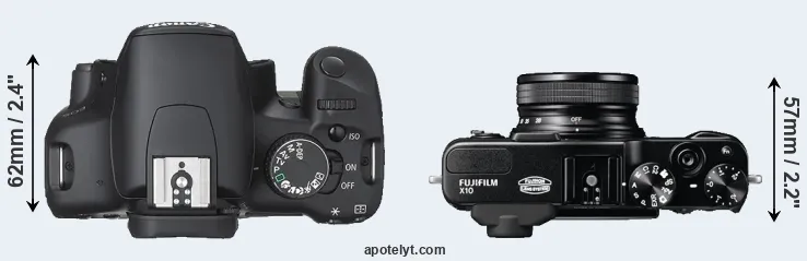 Compare 450D versus X10 top