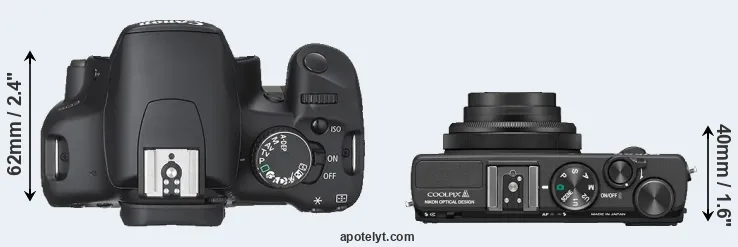 Compare 450D versus Coolpix A top