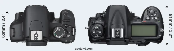 Compare 450D versus D300S top