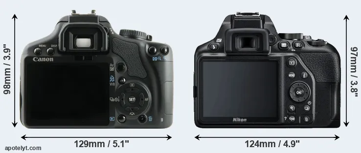 Comparison 450D or D3500 rear