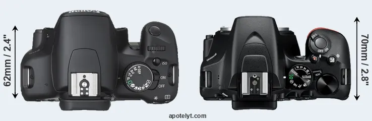 Compare 450D versus D3500 top