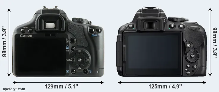 Comparison 450D or D5300 rear