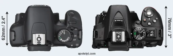 Compare 450D versus D5300 top