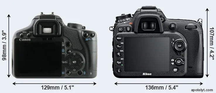 Comparison 450D or D7100 rear