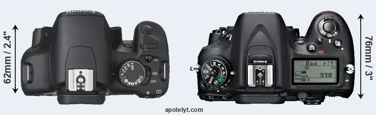 Compare 450D versus D7100 top