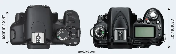 Compare 450D versus D90 top