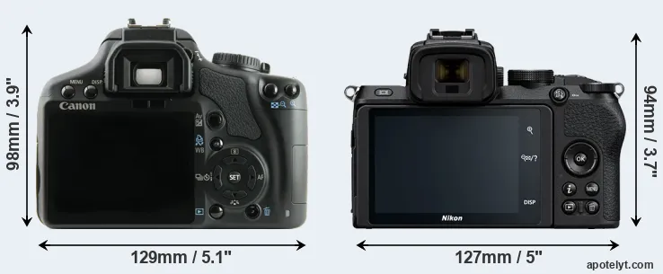 Comparison 450D or Z50 rear