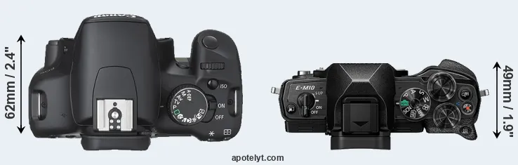 Compare 450D versus E-M10 IV top