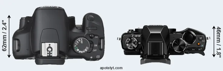 Compare 450D versus E-M10 top