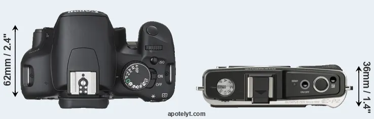 Compare 450D versus E-P2 top