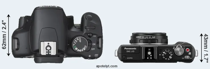 Compare 450D versus LX5 top