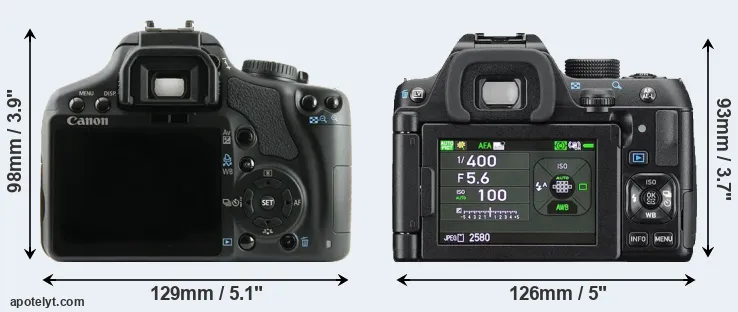 Comparison 450D or K-70 rear
