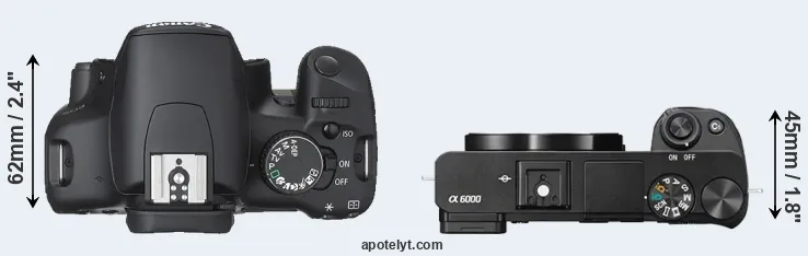 Compare 450D versus A6000 top