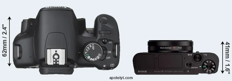 Compare 450D versus RX100 III top