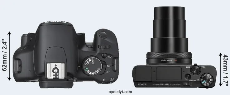 Compare 450D versus RX100 VII top
