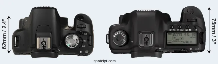 Compare 500D versus 5D Mark II top