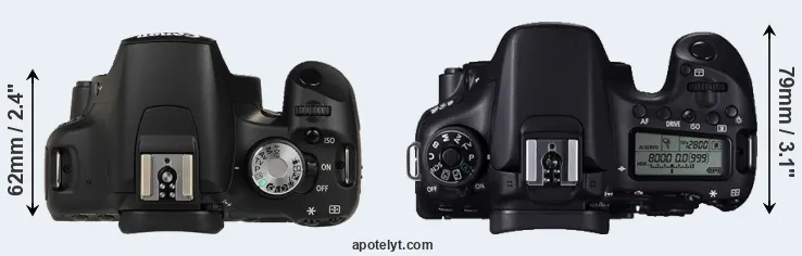 Compare 500D versus 70D top