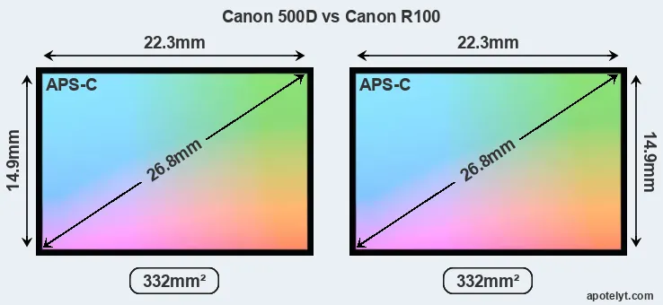 Canon 500D and Canon R100 sensor measures