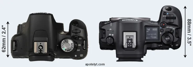 Compare 500D versus R5 Mark II top
