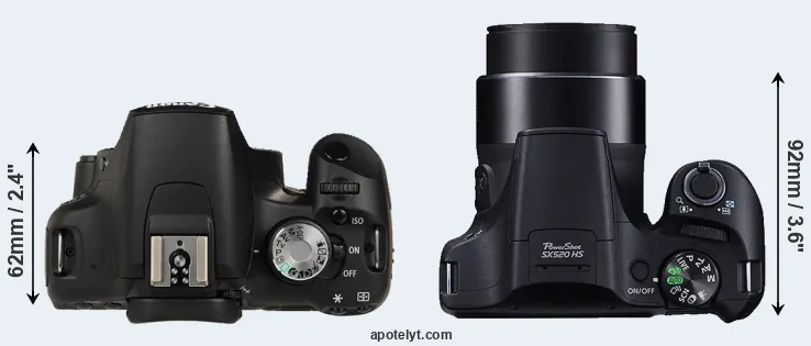 Compare 500D versus SX520 top