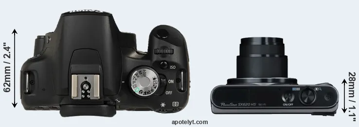 Compare 500D versus SX620 top