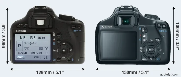 Comparison 500D or T3 rear