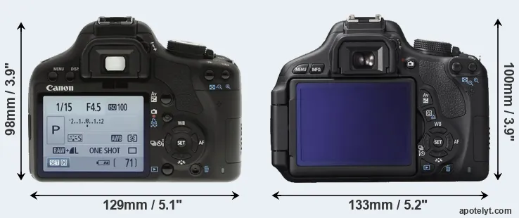 Comparison 500D or T3i rear