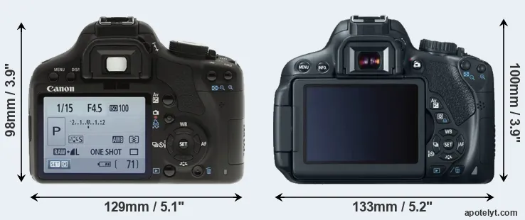 Comparison 500D or T4i rear