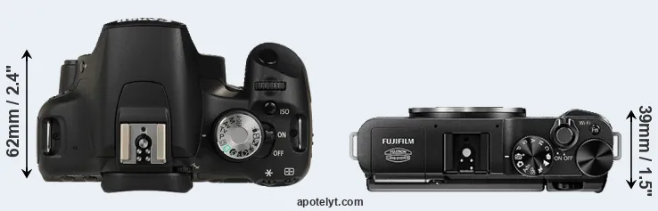 Compare 500D versus X-A1 top