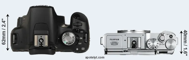 Compare 500D versus X-A2 top