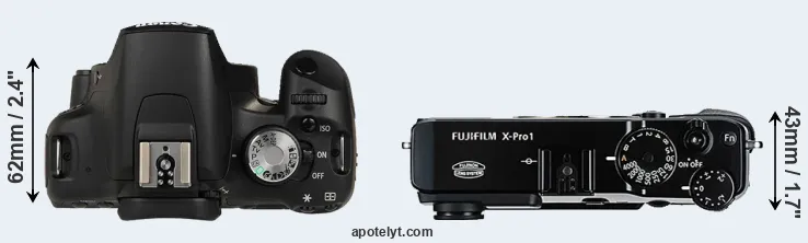 Compare 500D versus X-Pro1 top