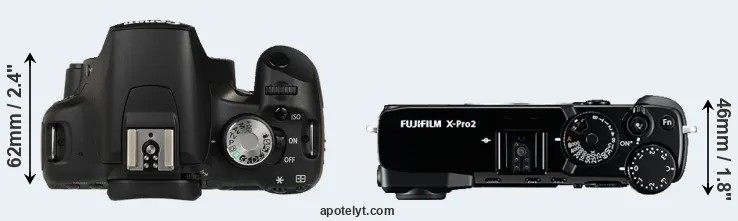 Compare 500D versus X-Pro2 top