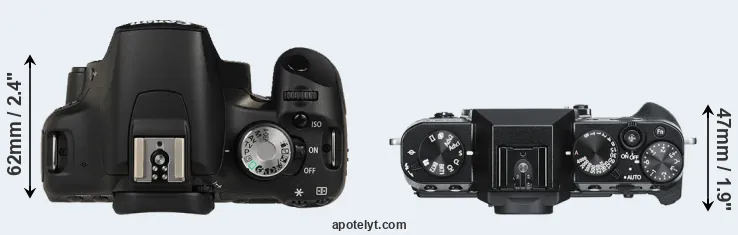 Compare 500D versus X-T30 top