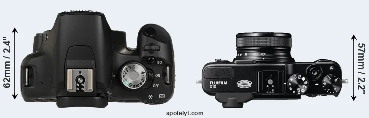 Compare 500D versus X10 top