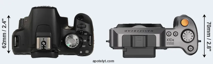 Compare 500D versus X1D II top