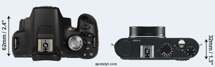 Compare 500D versus X1 top