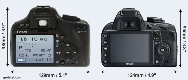 Comparison 500D or D3100 rear