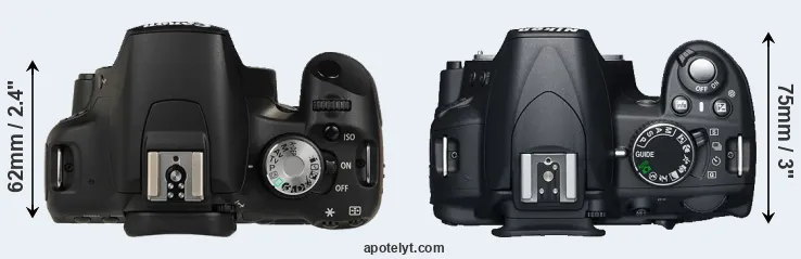 Compare 500D versus D3100 top