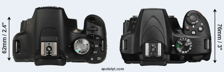 Compare 500D versus D3400 top
