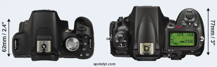 Compare 500D versus D700 top