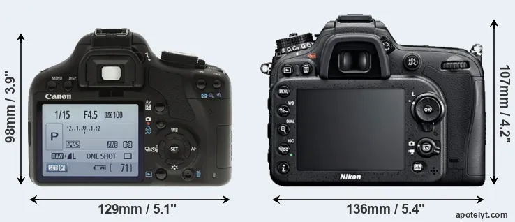 Comparison 500D or D7100 rear
