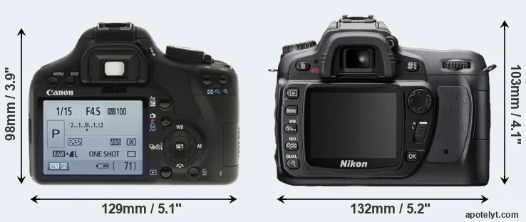 Comparison 500D or D80 rear