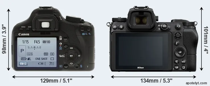Comparison 500D or Z6 rear