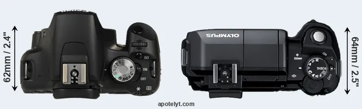 Compare 500D versus E-300 top