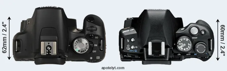 Compare 500D versus E-600 top