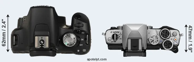 Compare 500D versus E-M10 II top
