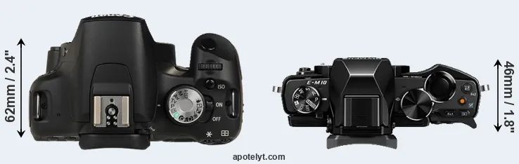 Compare 500D versus E-M10 top