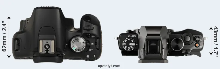 Compare 500D versus E-M5 top
