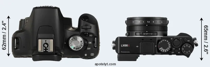 Compare 500D versus LX100 II top