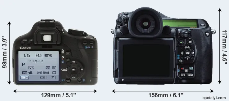Comparison 500D or 645Z rear